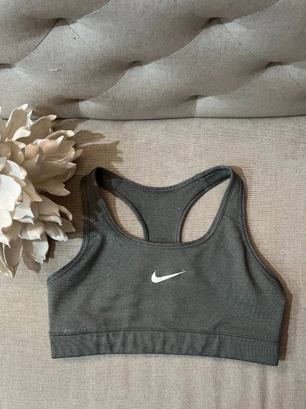 Nike Pro Dri-FIT Gray Heathered Racerback Sports Bra - Size XS